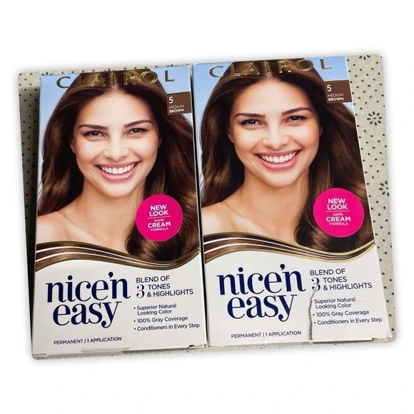 Nice'n Easy Permanent Hair Color, 5 Medium Brown, pack of 2 - Picture 1 of 5